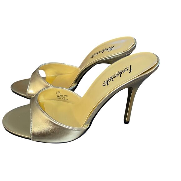 Fredericks of Hollywood Vintage 1990s Womens Mule Size 7.5 Gold Stiletto New - Picture 4 of 8
